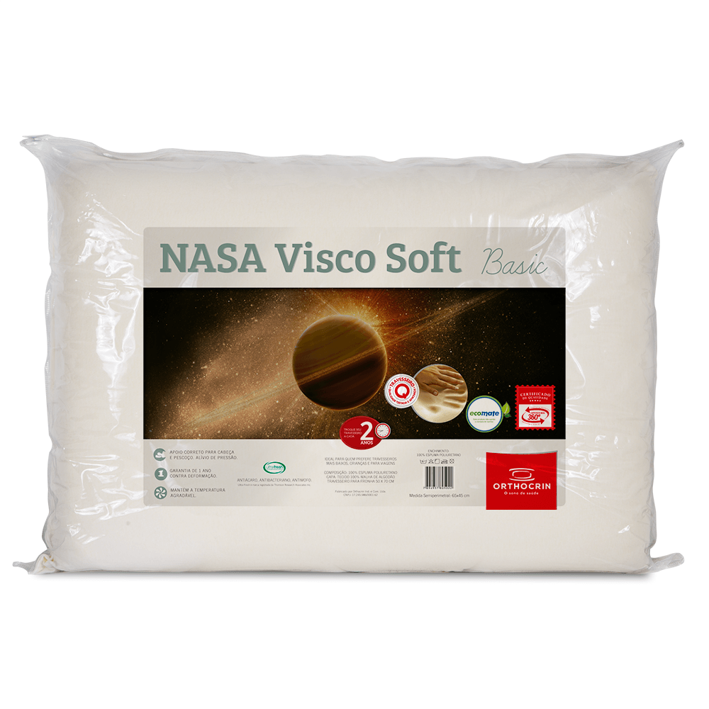 Travesseiro NASA Visco Soft Basic - 45X65X10 cm – Moush Orthocrin